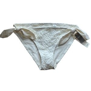 Aerie Tie Crochet Bikini Bottoms in Cream White Size Small NWT